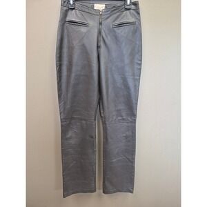 Cache Women's Brown Lamb Leather Pants High Rise Straight Leg Vintage USA